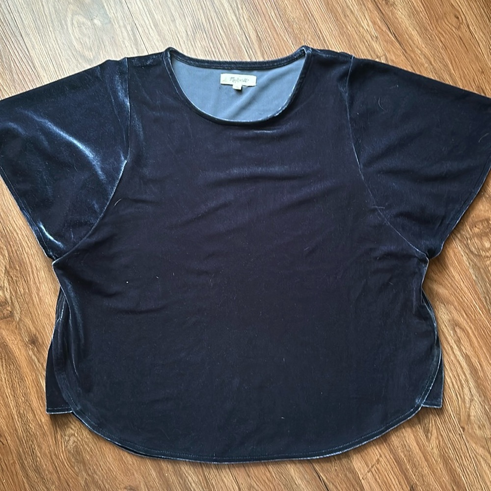 Madewell Velvet Navy Blue Blouse
